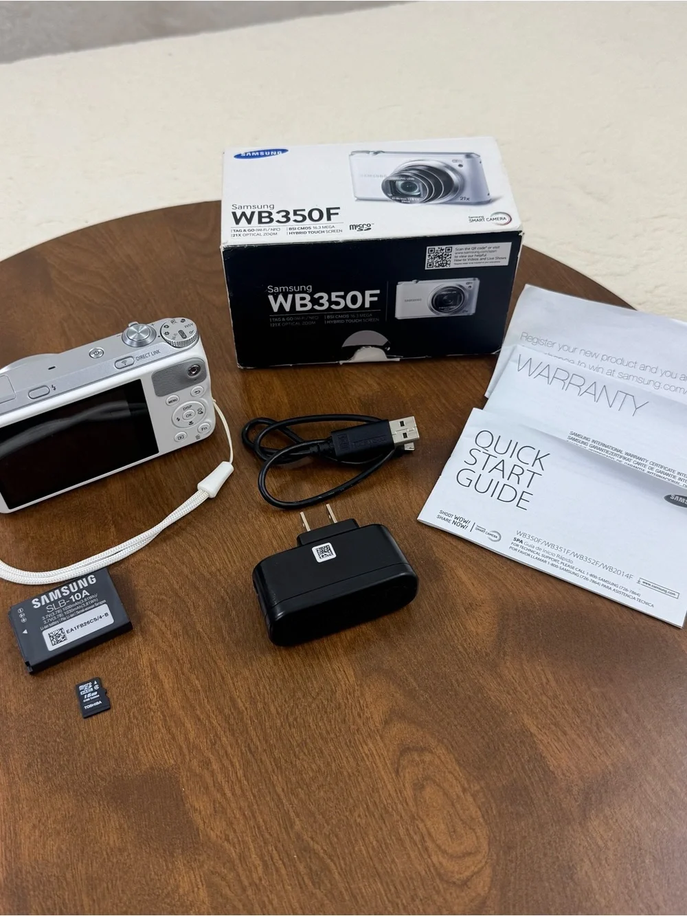 Samsung WB350F Smart Camera White 16.3MP 21x Zoom WiFi Complete Box 16GB